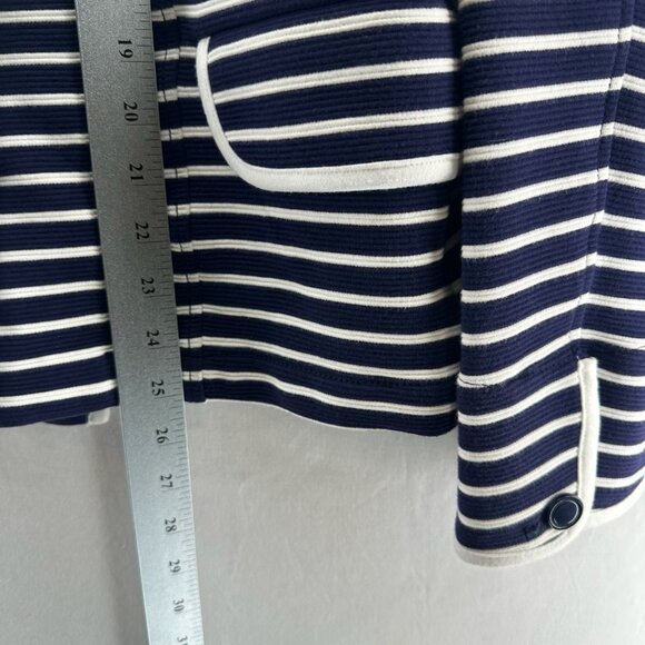 Anthropologie Stephanie Peacoat Striped Knit Jacket Size M Double Breasted Blue - Picture 10 of 13